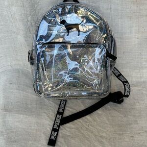 Mini clear Victoria’s Secret pink backpack